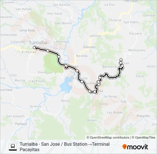 TURRIALBA - PACAYITAS Bus Line Map