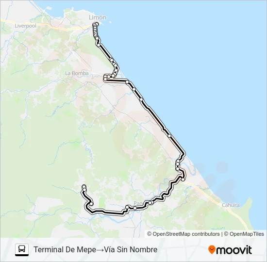 LIMÓN - VALLE LA ESTRELLA Bus Line Map