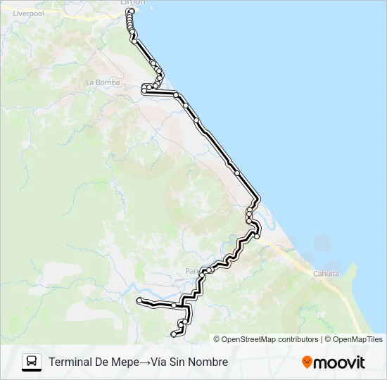 LIMÓN - VALLE LA ESTRELLA Bus Line Map