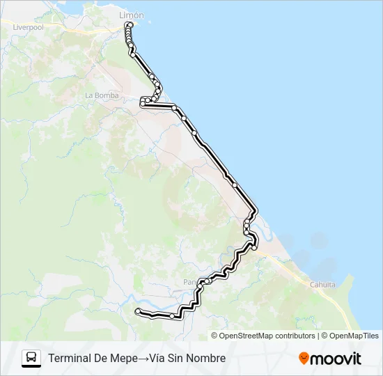LIMÓN - VALLE LA ESTRELLA Bus Line Map