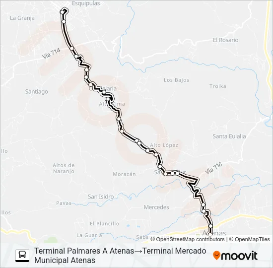ATENAS - PALMARES Bus Line Map