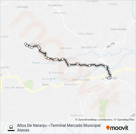 ATENAS - ALTOS DE NARANJO Bus Line Map
