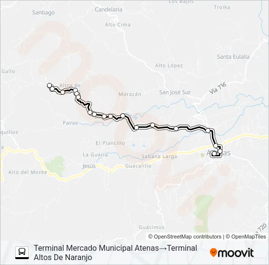 ATENAS - ALTOS DE NARANJO Bus Line Map