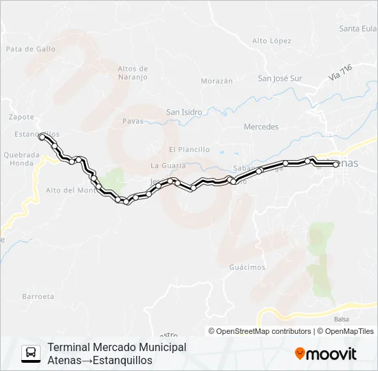 ATENAS - ESTANQUILLOS Bus Line Map