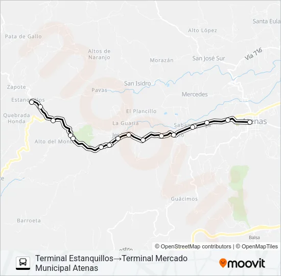 ATENAS - ESTANQUILLOS Bus Line Map