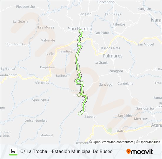 SAN RAMÓN - LLANO BRENES Bus Line Map