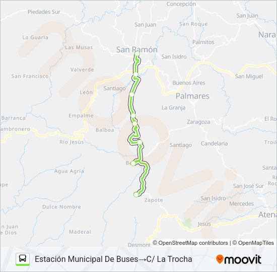 SAN RAMÓN - LLANO BRENES Bus Line Map