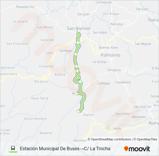 SAN RAMÓN - LLANO BRENES Bus Line Map