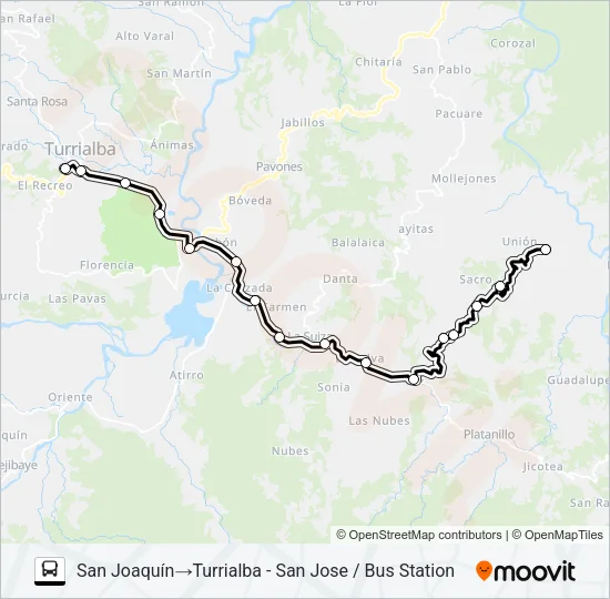 TURRIALBA - SAN JOAQUÍN Bus Line Map