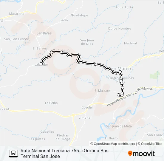 OROTINA - LABRADOR Bus Line Map