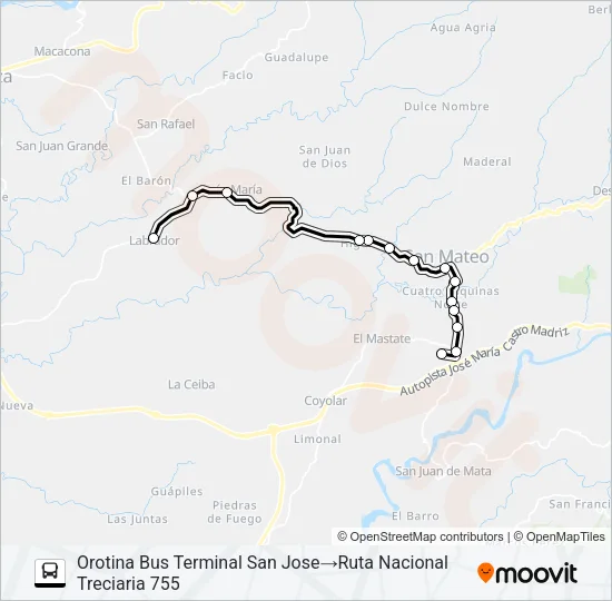 OROTINA - LABRADOR Bus Line Map