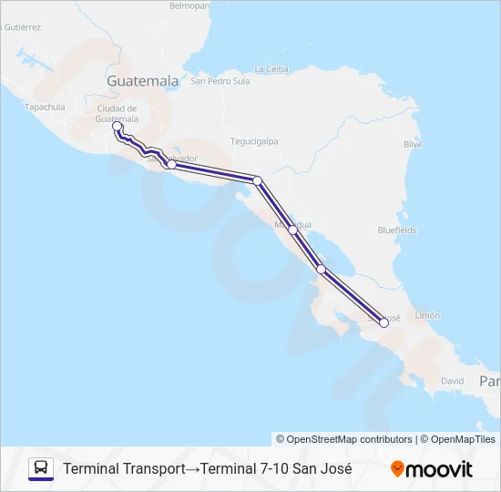 SAN JOSÉ - SAN SALVADOR (EL SALVADOR) Bus Line Map