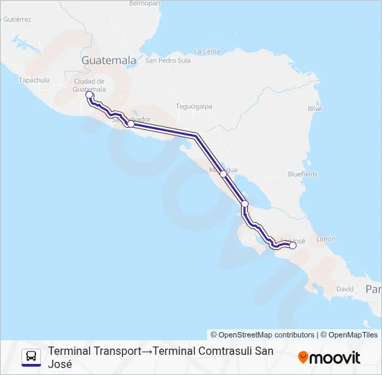 SAN JOSÉ - SAN SALVADOR (EL SALVADOR) Bus Line Map