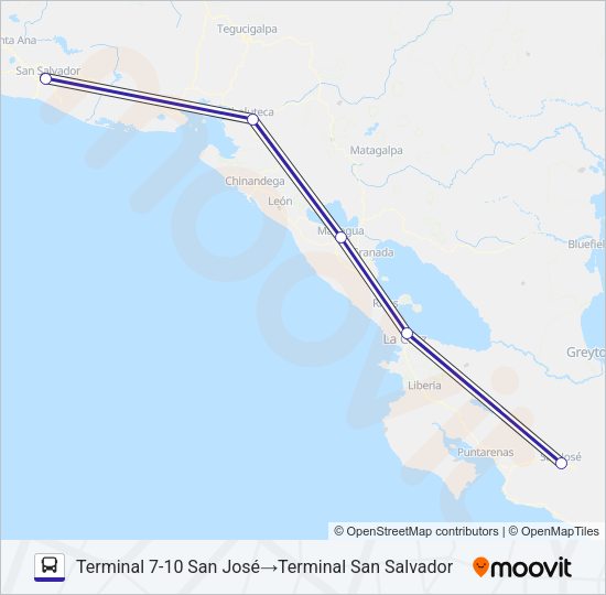 SAN JOSÉ - SAN SALVADOR (EL SALVADOR) Bus Line Map