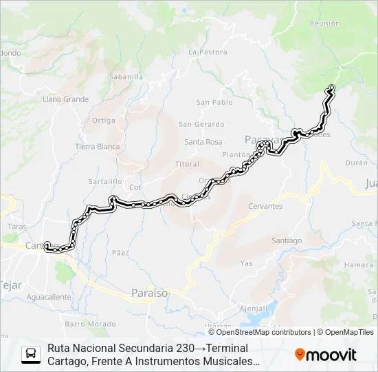 CARTAGO - COLIBLANCO Bus Line Map