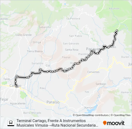 CARTAGO - COLIBLANCO Bus Line Map