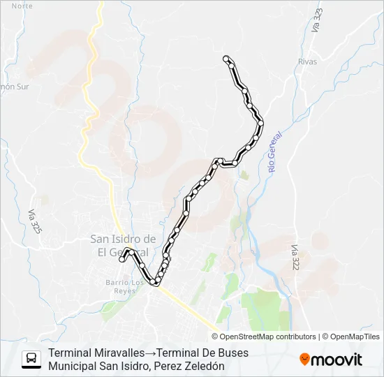 SAN ISIDRO - MIRAVALLES Bus Line Map