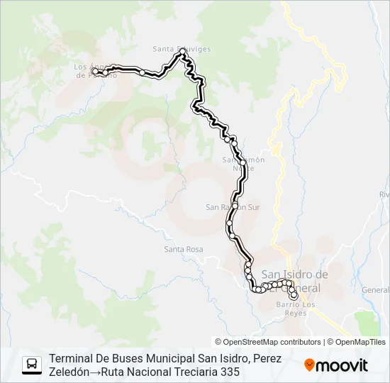 SAN ISIDRO - LOS ÁNGELES DE PÁRAMO Bus Line Map