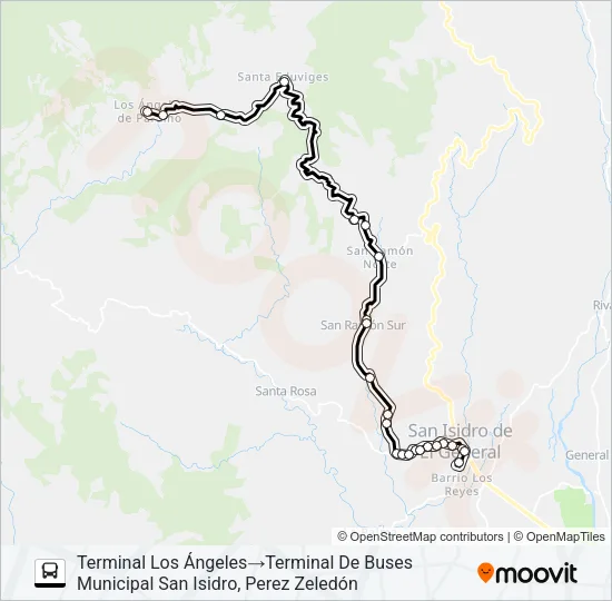 SAN ISIDRO - LOS ÁNGELES DE PÁRAMO Bus Line Map