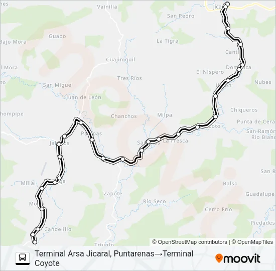 JICARAL - COYOTE Bus Line Map