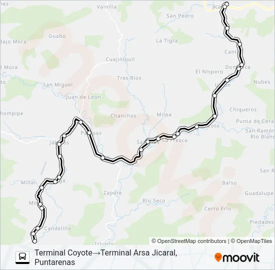 JICARAL - COYOTE Bus Line Map