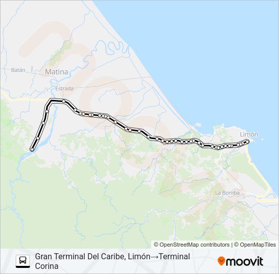 LIMÓN - CORINA Bus Line Map
