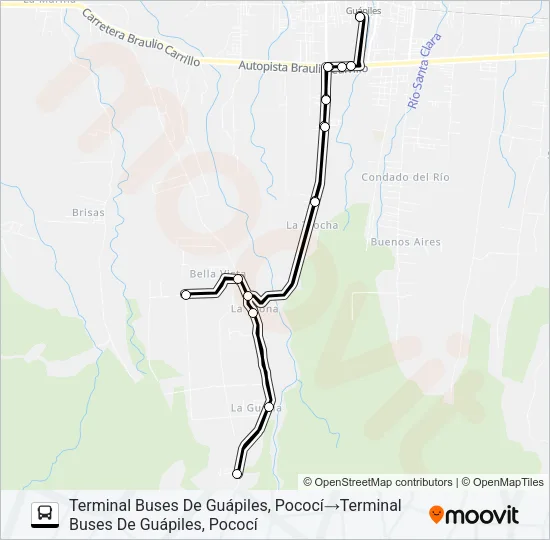 GUÁPILES - BELLA VISTA Bus Line Map