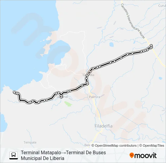 LIBERIA - ARTOLA Bus Line Map