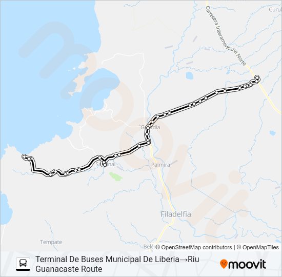 LIBERIA - ARTOLA Bus Line Map