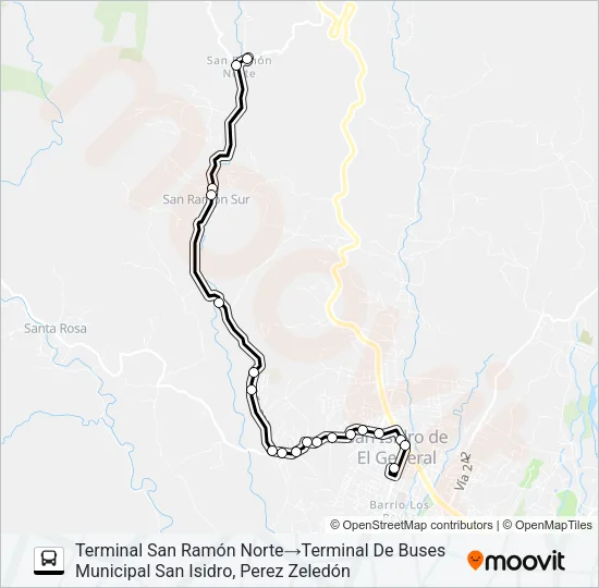 SAN ISIDRO - SAN RAMÓN NORTE Bus Line Map