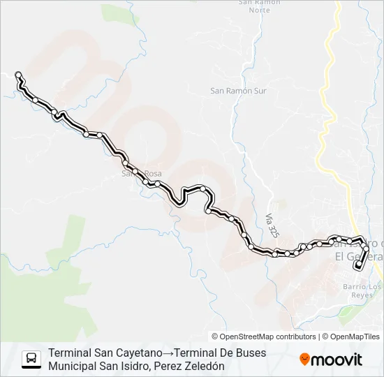 SAN ISIDRO - SANTA ROSA - SAN CAYETANO Bus Line Map
