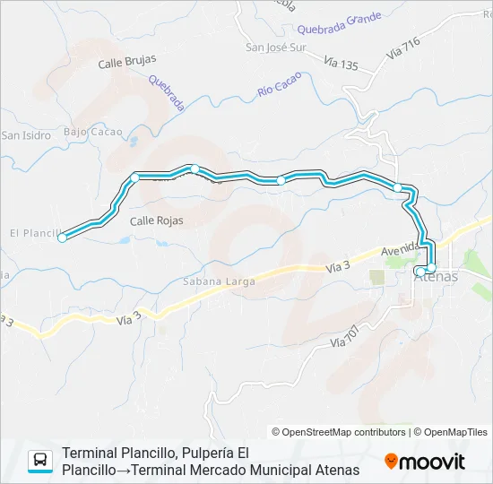 ATENAS - PLANCILLO Bus Line Map