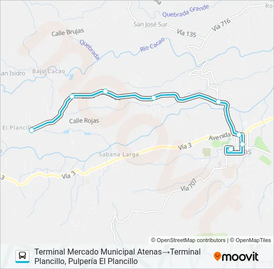 ATENAS - PLANCILLO Bus Line Map