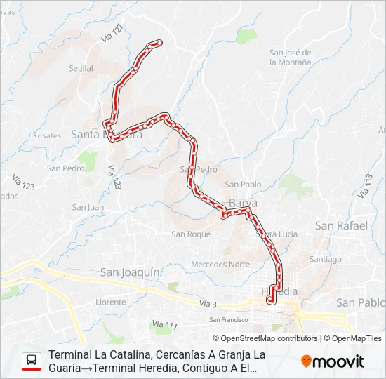 HEREDIA - LA CATALINA Bus Line Map