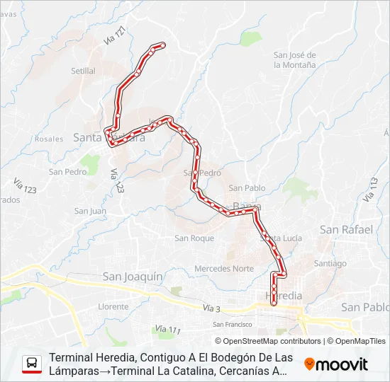 HEREDIA - LA CATALINA Bus Line Map