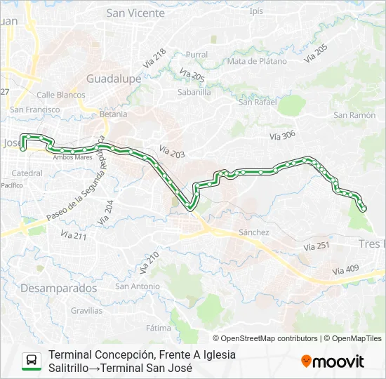 SAN JOSÉ - CONCEPCIÓN - SALITRILLOS Bus Line Map
