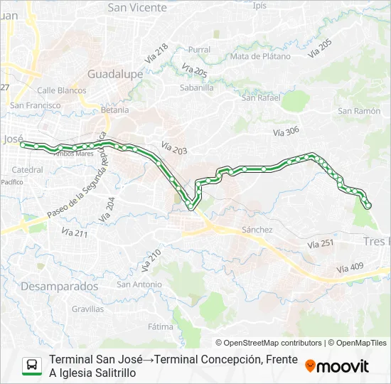 SAN JOSÉ - CONCEPCIÓN - SALITRILLOS Bus Line Map