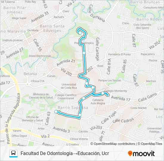 BUS INTERNO UCR Bus Line Map