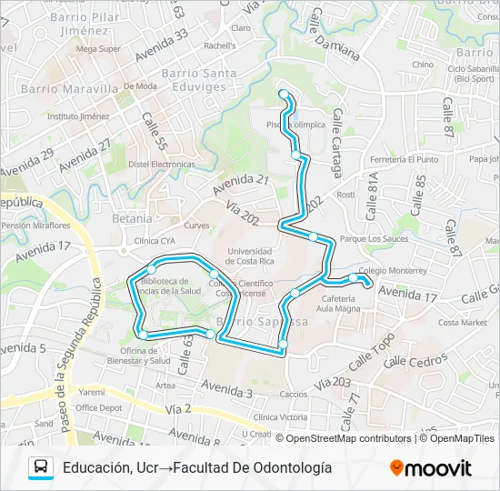 BUS INTERNO UCR Bus Line Map