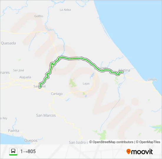 SAN JOSÉ - MATINA Bus Line Map