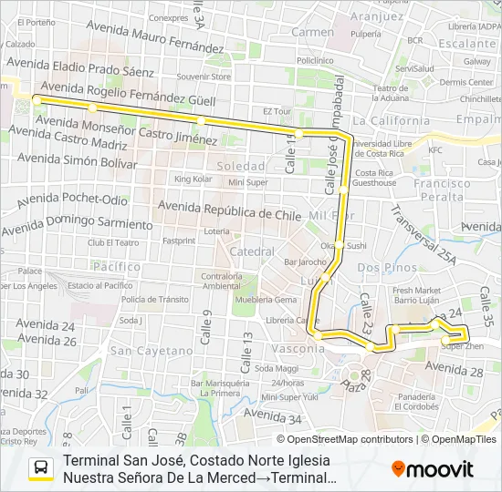 SAN JOSÉ - BARRIO LUJÁN Bus Line Map