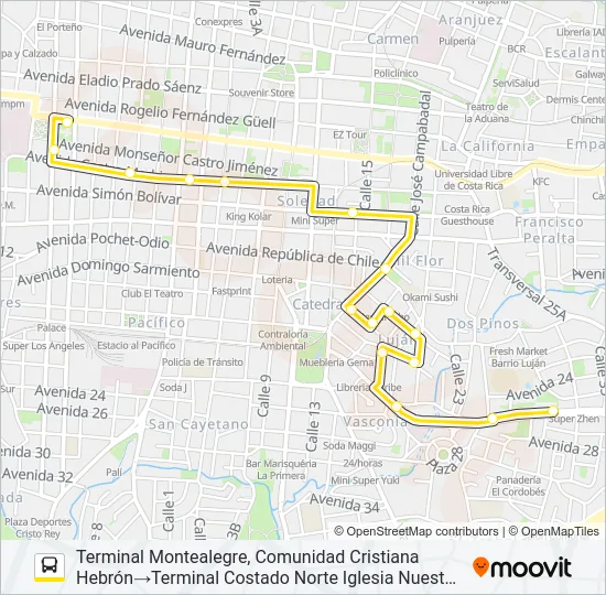 SAN JOSÉ - BARRIO LUJÁN Bus Line Map