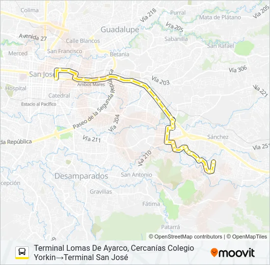 SAN JOSÉ - BARRIO LA LÍA - LOMAS DE AYARCO Bus Line Map