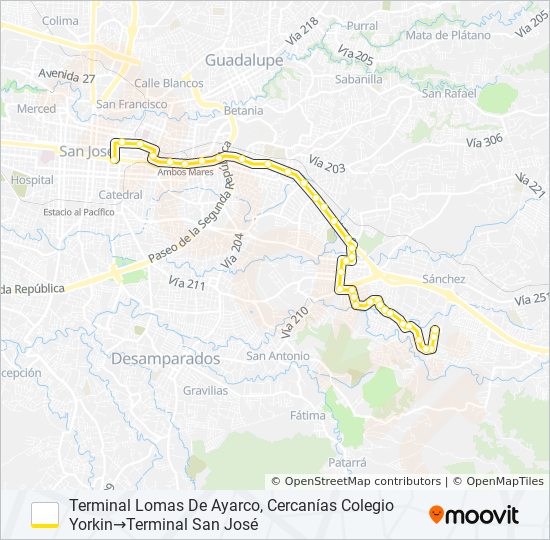 Mapa de SAN JOSÉ - BARRIO LA LÍA - LOMAS DE AYARCO de autobús