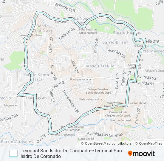PERIFÉRICA CORONADO bus Line Map