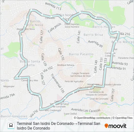 PERIFÉRICA CORONADO Bus Line Map