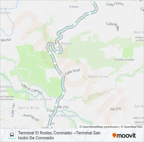 SAN ISIDRO CORONADO - EL RODEO Bus Line Map