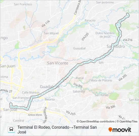 SAN ISIDRO CORONADO - EL RODEO Bus Line Map