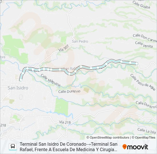 Mapa de SAN ISIDRO CORONADO - SAN RAFAEL de autobús