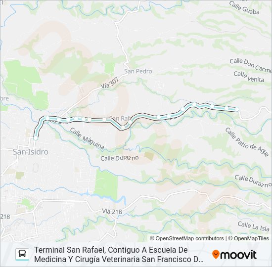 Mapa de SAN ISIDRO CORONADO - SAN RAFAEL de autobús